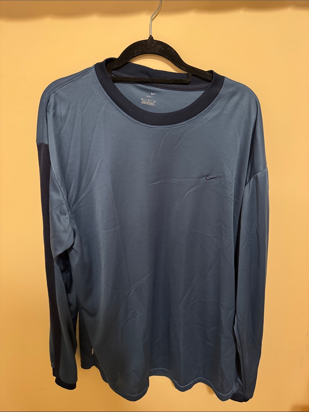 Nike Men's Long Sleeve Performance Top - Slate Blue with Navy Trim